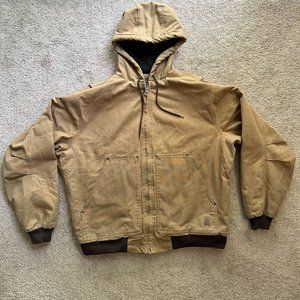 Iron Max Jacket Men's XL Brown Duck Canvas Lined Full Zip Hooded LWJ511BD Vtg